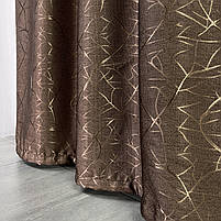 Штори лляні "бите скло" ALBO коричневі 150×270 см, комплект 2 шт. (SH-M17-1), фото 5