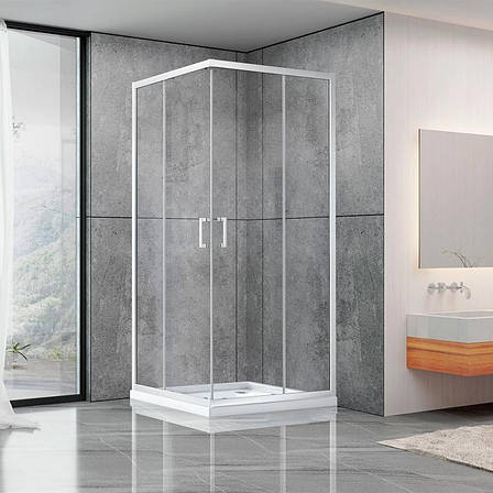 Душова кабіна Dusel А-513, 80х80х190, двері розсувні, прозоре скло, фото 1