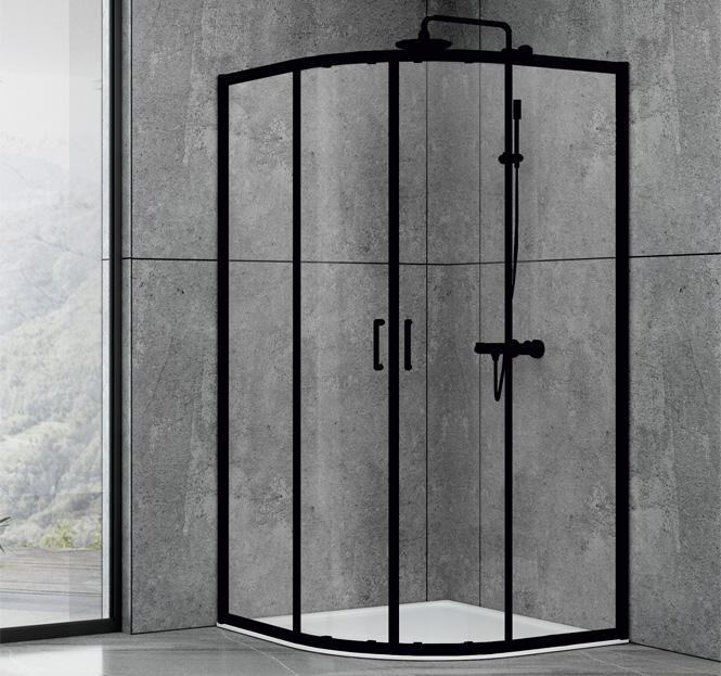 Душова кабіна Dusel EF-182B Black Matt 90x90 см, двері розсувні, прозоре скло