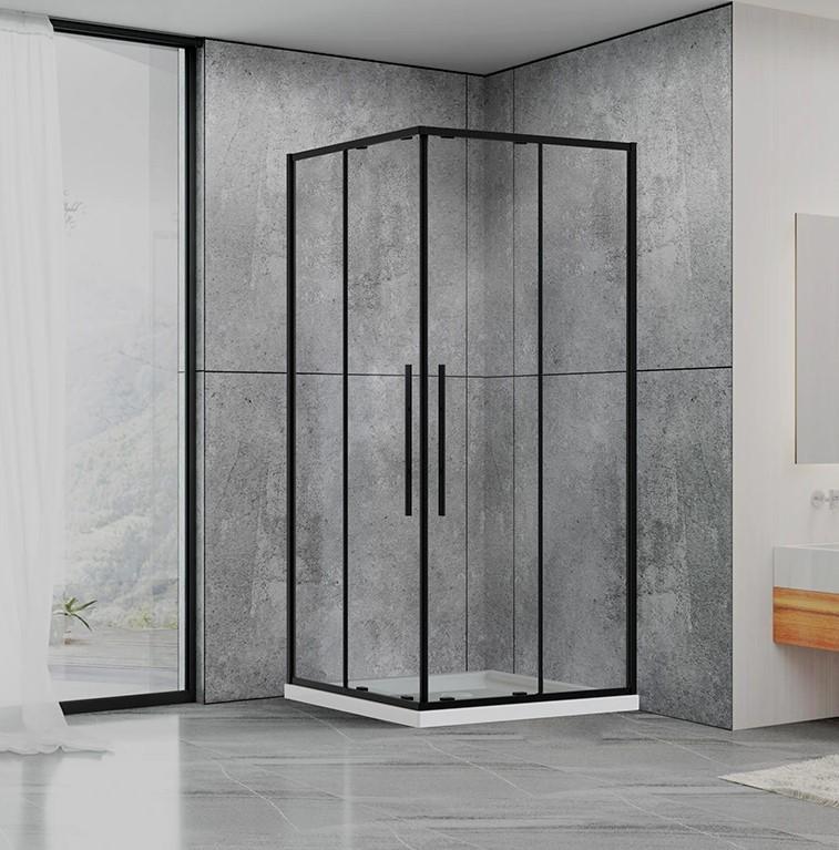 Душова кабіна DUSEL DSL194B Black Matt 100х100х190 см, двері розсувні, прозора