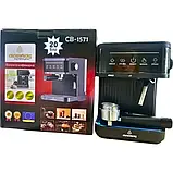 Універсальна кавоварка для дому та офісу Crownberg CB-1571 з капучинатором Кавоварка ріжкова, фото 7