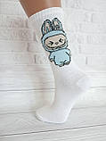 ХІТ! Шкарпетки тенісні білі Лабубу 21-23р (по взуттю 32-35р) | 1 пара, фото 2