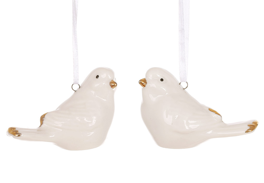 Підвіска фарфорова Пташка, 6см, 2 дизайни, колір - білий глянець із - 12 шт УПАКОВКА ТОВАР ВІД ВИРОБНИКА