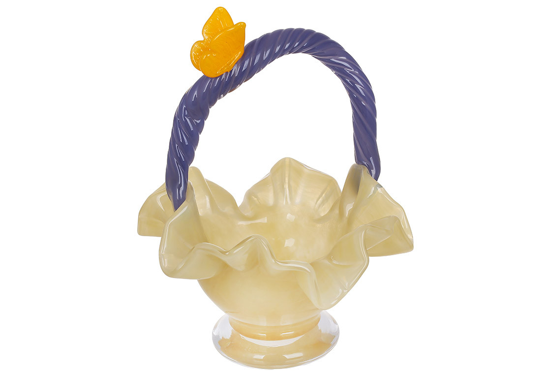 Скляна ваза - кошик ( ручна робота ) 22*20*27см ТОВАР ВІД ВИРОБНИКА