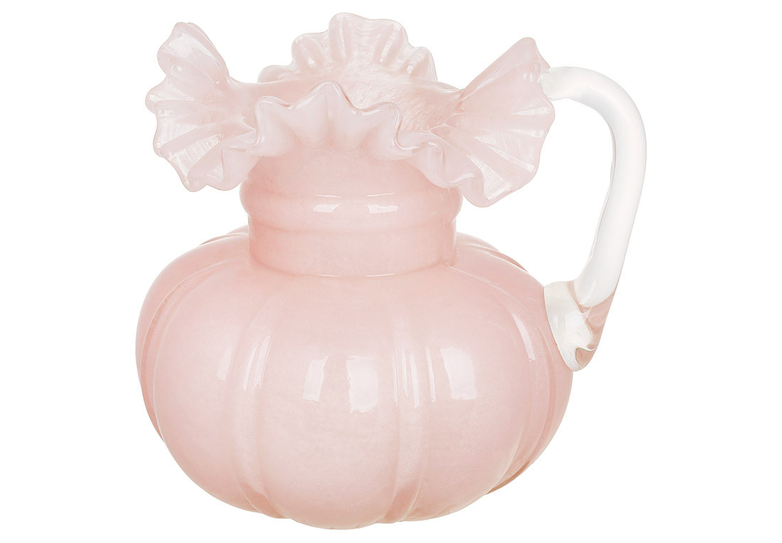 Скляна ваза Roselle ( ручна робота ) 20*17*18см, колір - ніжно - рожевий ТОВАР ВІД ВИРОБНИКА