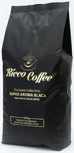Кава в зернах Ricco Coffee Super Aroma Black 1кг Україна темна обсмажування вендінг, фото 1