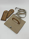 Набір шкіряної фурнітури на набір до МК Соломія, колір айворі, метал срібло, дерево горіх, фото 3