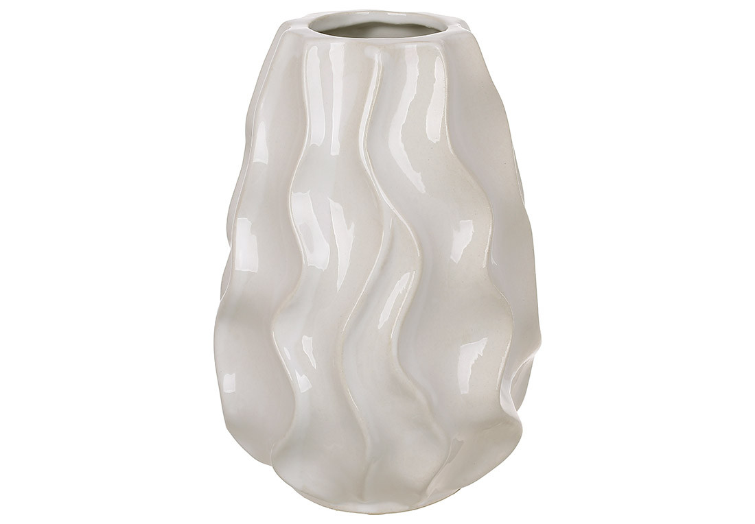 Ваза керамічна Хвиля H=17см, колір - білий - 2 шт УПАКОВКА ТОВАР ВІД ВИРОБНИКА