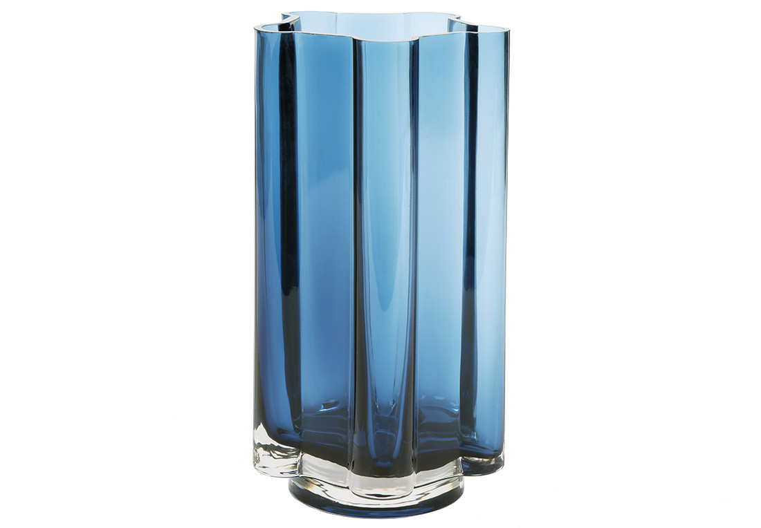 Ваза скляна Star, D12.5*23.5см, колір - синій ТОВАР ВІД ВИРОБНИКА
