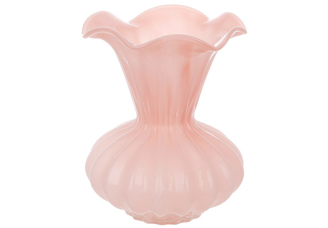 Ваза скляна Monika, 14*14*17см, колір - рожевий ТОВАР ВІД ВИРОБНИКА