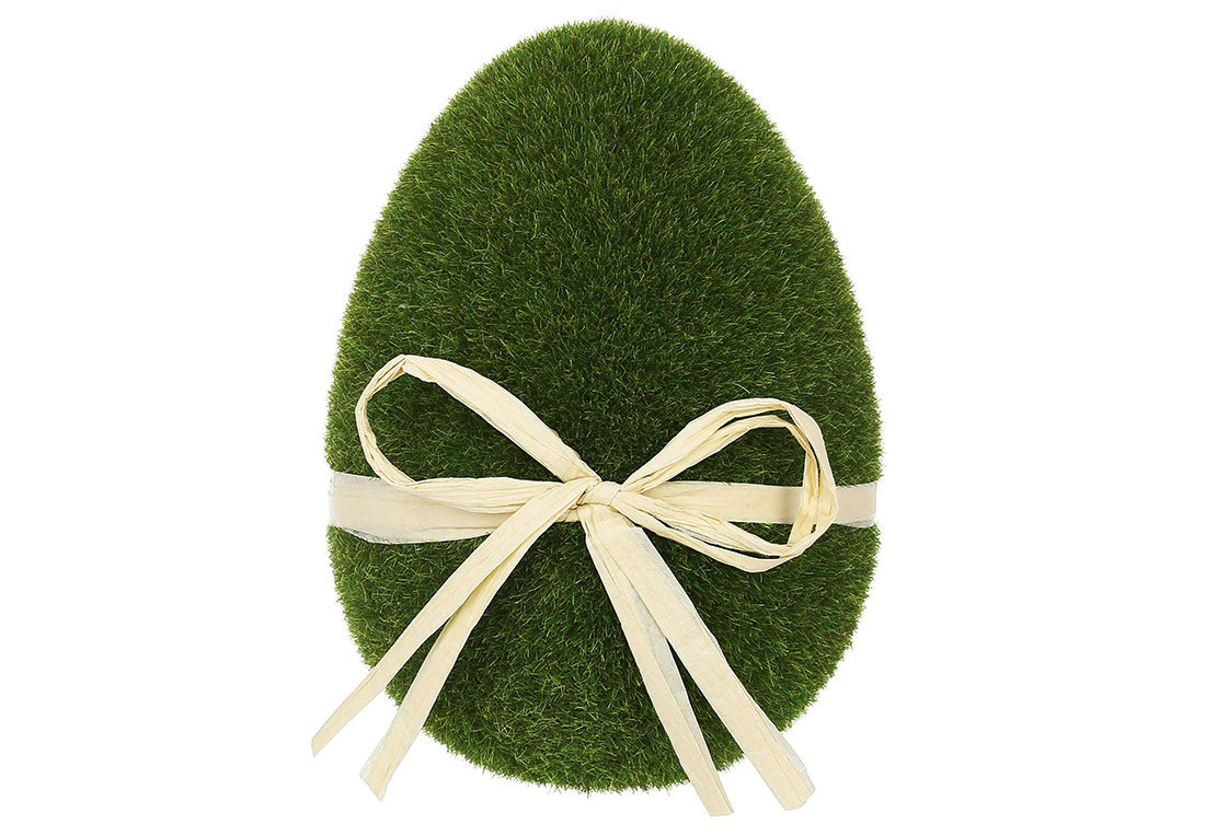 Великодній декор Яйце з флоковим напиленням D11*15см, колір - зелений ТОВАР ВІД ВИРОБНИКА
