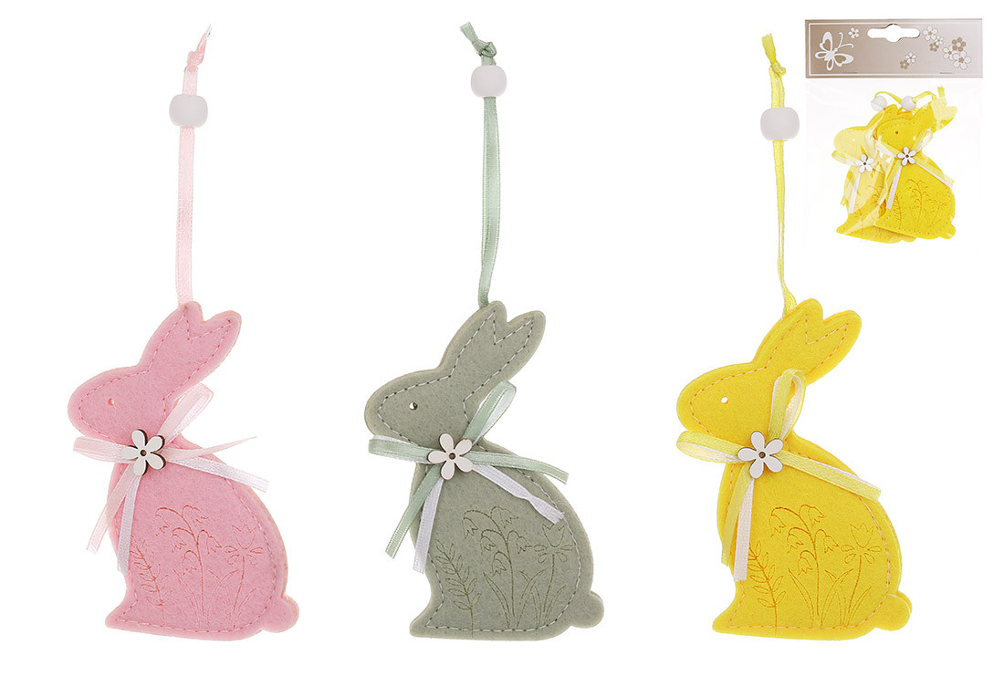 Набір (2 шт) великодніх підвісок Кролик із фетру , 7*9.5см, 3 дизайни - 12 шт УПАКОВКА ТОВАР ВІД ВИРОБНИКА