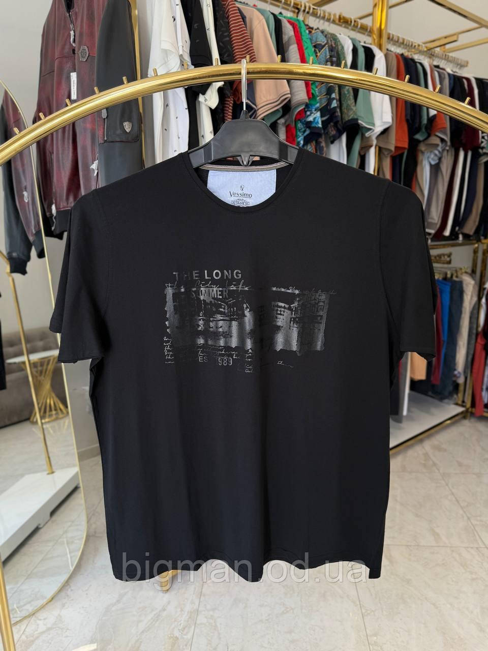Чоловіча футболка THE LONG 8215 (батал) 3-7XL чорна