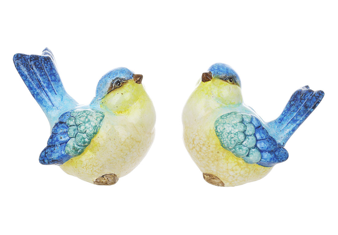 Декоративна статуетка Пташка, 7.5см, 2 дизайни, колір - синій з жовтим - 6 шт УПАКОВКА ТОВАР ВІД ВИРОБНИКА