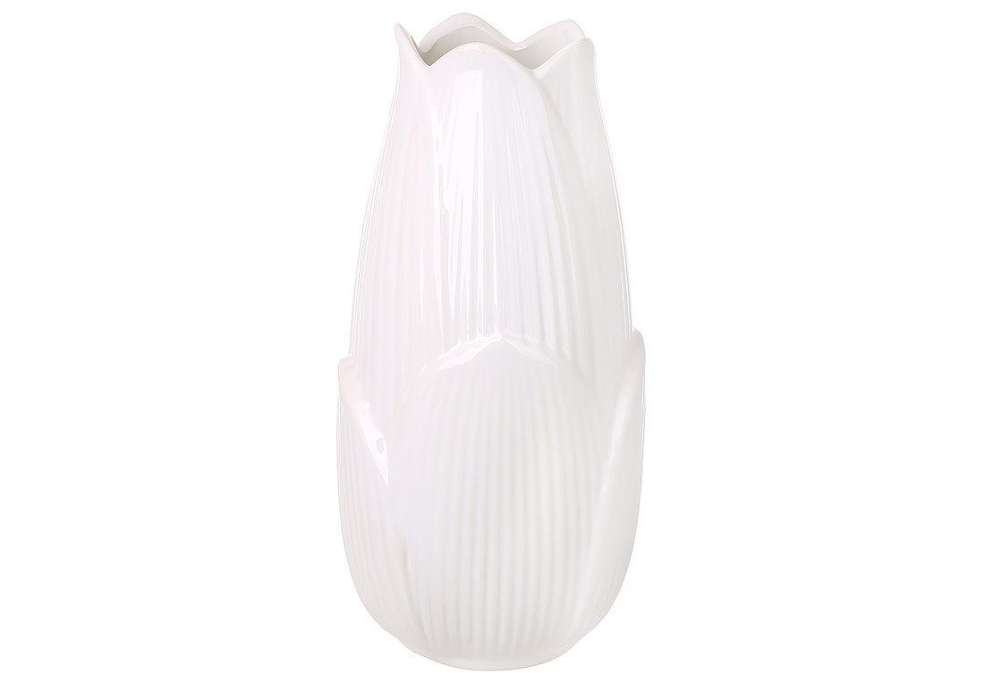Ваза керамічна Leaf, 20см, колір - білий - 4 шт УПАКОВКА ТОВАР ВІД ВИРОБНИКА