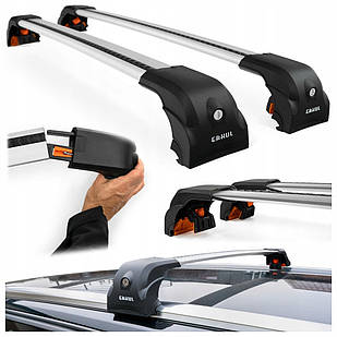 Поперечки Mitsubishi Outlander Sport (2010-2022) Ecem V2 сірі. На інтегровані рейлінги