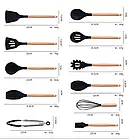 Набір кухонного приладдя Чорний 19 предметів із подвійною підставкою обробною дошкою набором ножів, фото 8