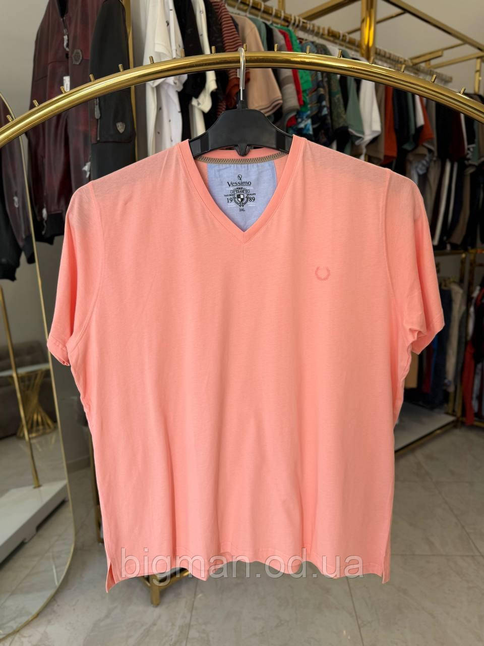 Чоловіча футболка базова МИС 6450 (батал) 3-7XL коралова