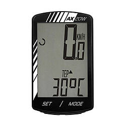 Велокомп`ютер Longus АХ-20W, 20 ф-цій, чорний