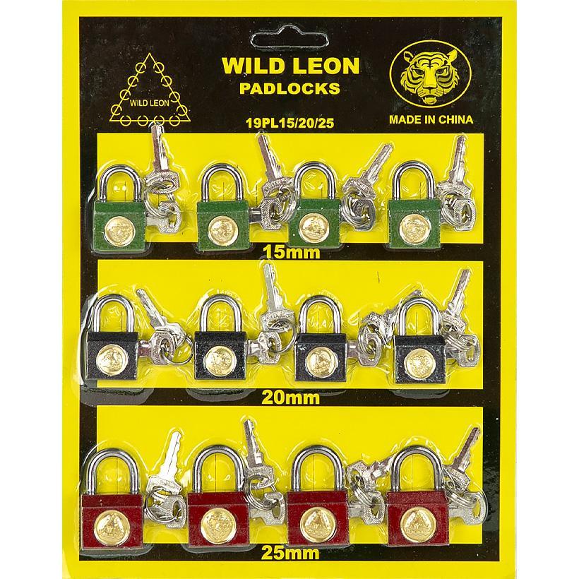 Замок навісний Набір 12 шт (15мм, 20мм, 25мм) для сумок, шафок, шкатулок, валіз