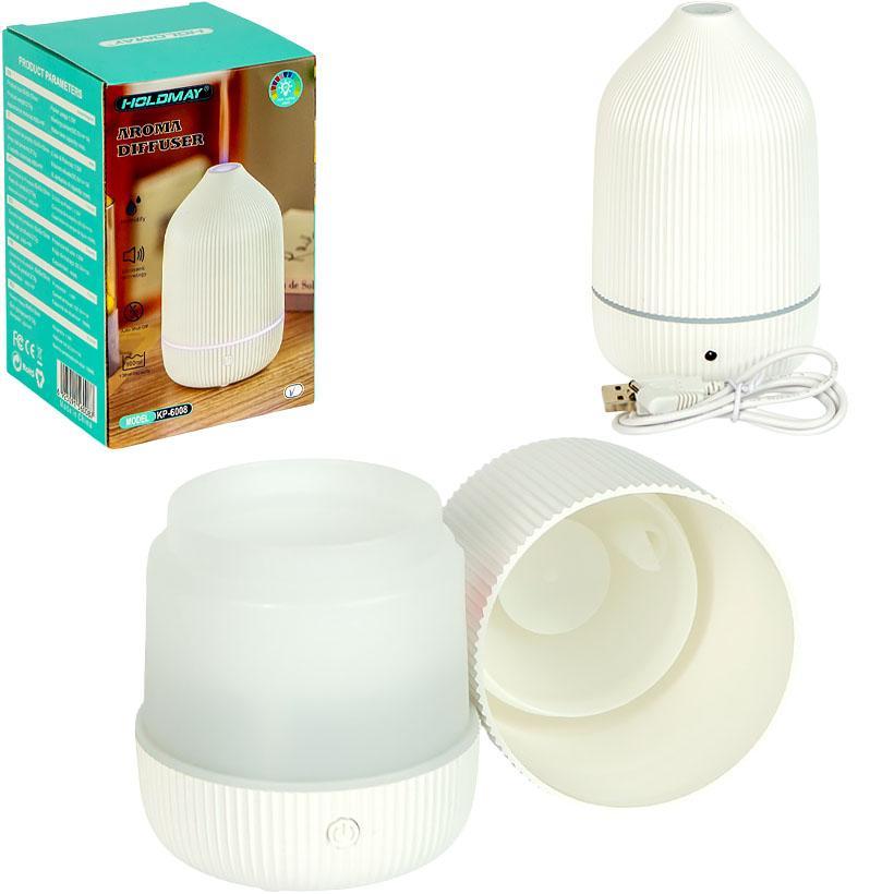 Зволожувач повітря аромадифузор для дому з LED підсвічуванням, ультразвуковий, об'єм резервуара 100 мл, білий