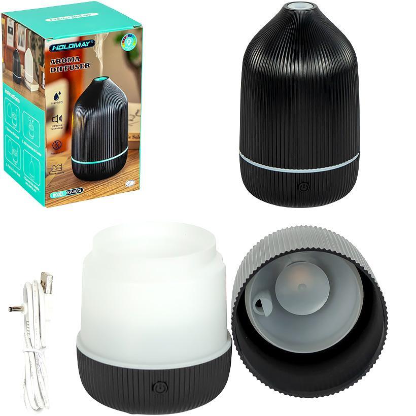 Зволожувач повітря аромадифузор для дому з LED підсвічуванням, ультразвуковий, об'єм резервуара 100 мл, чорний