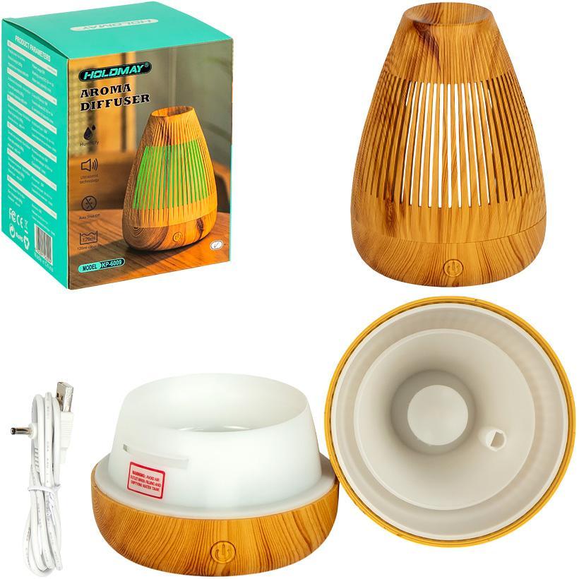 Зволожувач повітря аромадифузор для дому з дизайном під дерево з LED підсвічуванням, ультразвуковий, ємність 120 мл