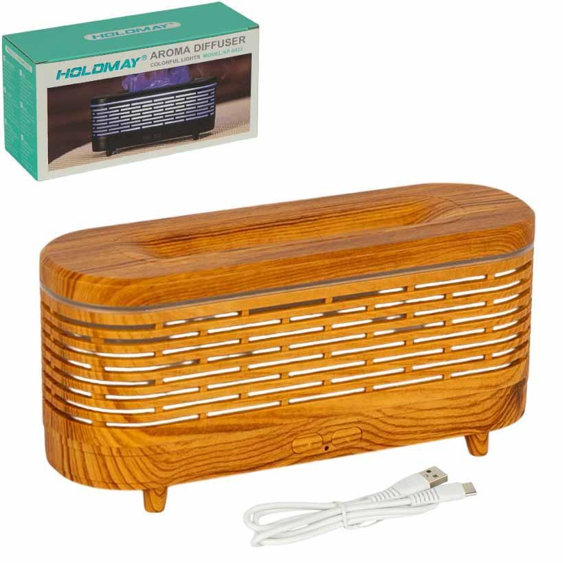 Зволожувач повітря аромадифузор для дому з багатобарвним LED підсвічуванням, ємність 120 мл, дизайн під дерево