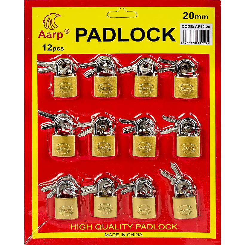 Замок навісний 20 мм Набір 12 шт Підходять для шухляд, шафок, валіз, сумок та інших господарських потреб, фото 1