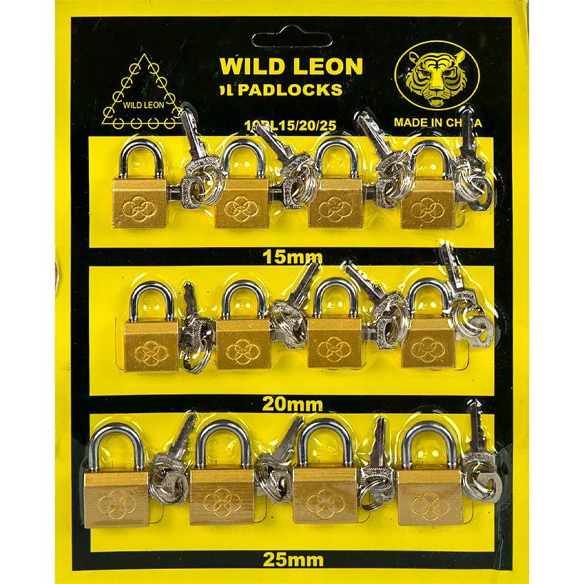 Замок навісний Набір 12 шт (15мм, 20мм, 25мм) для захисту сумок, шафок, шкатулок, валіз, фото 1