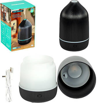 Зволожувач повітря аромадифузор для дому з LED підсвічуванням, ультразвуковий, об'єм резервуара 100 мл, чорний