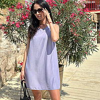 Летнее женское платье лавандовое короткое выше колен без рукавов свободного кроя COSY LUMIA