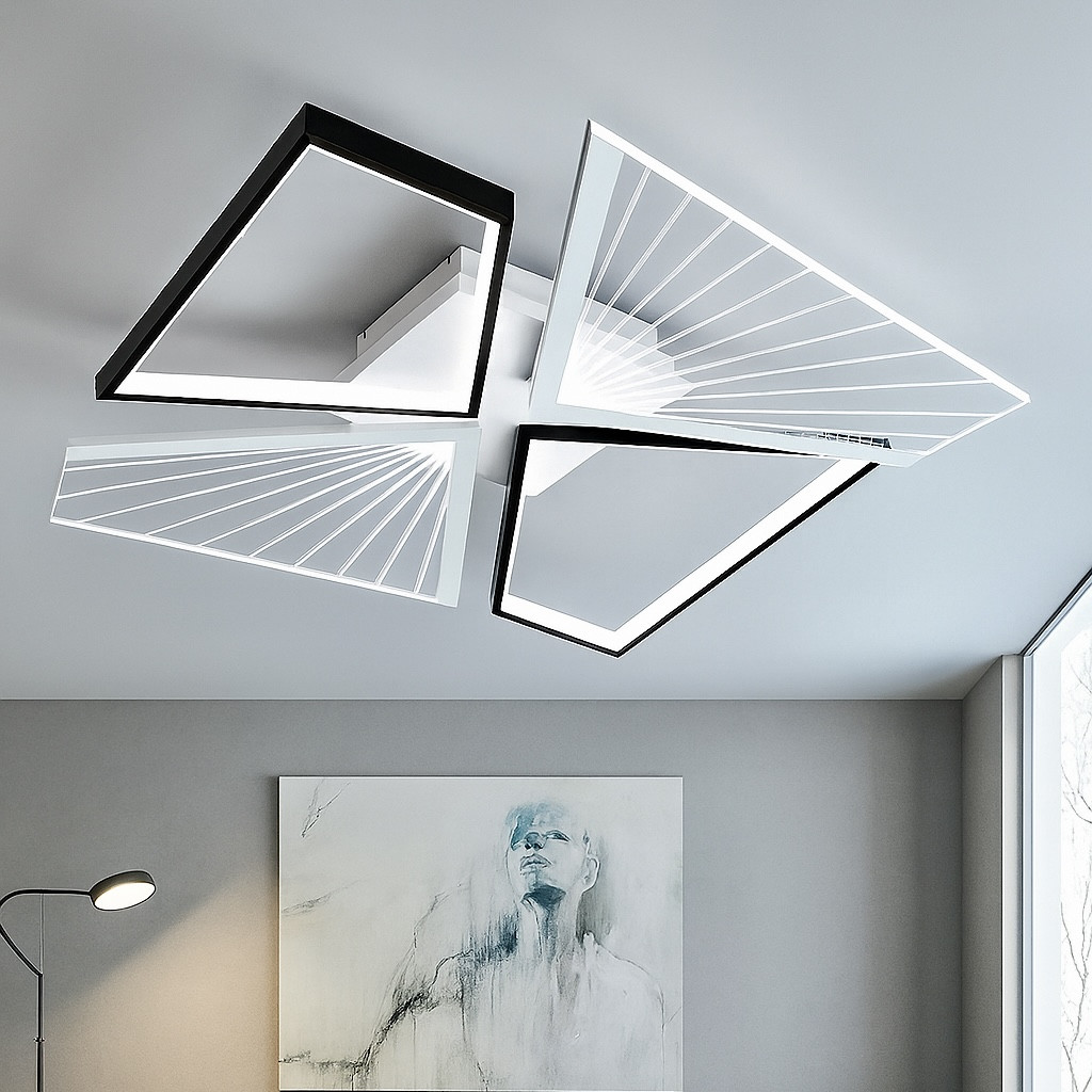 Люстра Led до 18 м² із пультом квадратна чорно-біла (GALAXY 80W 4Q SMART), фото 1