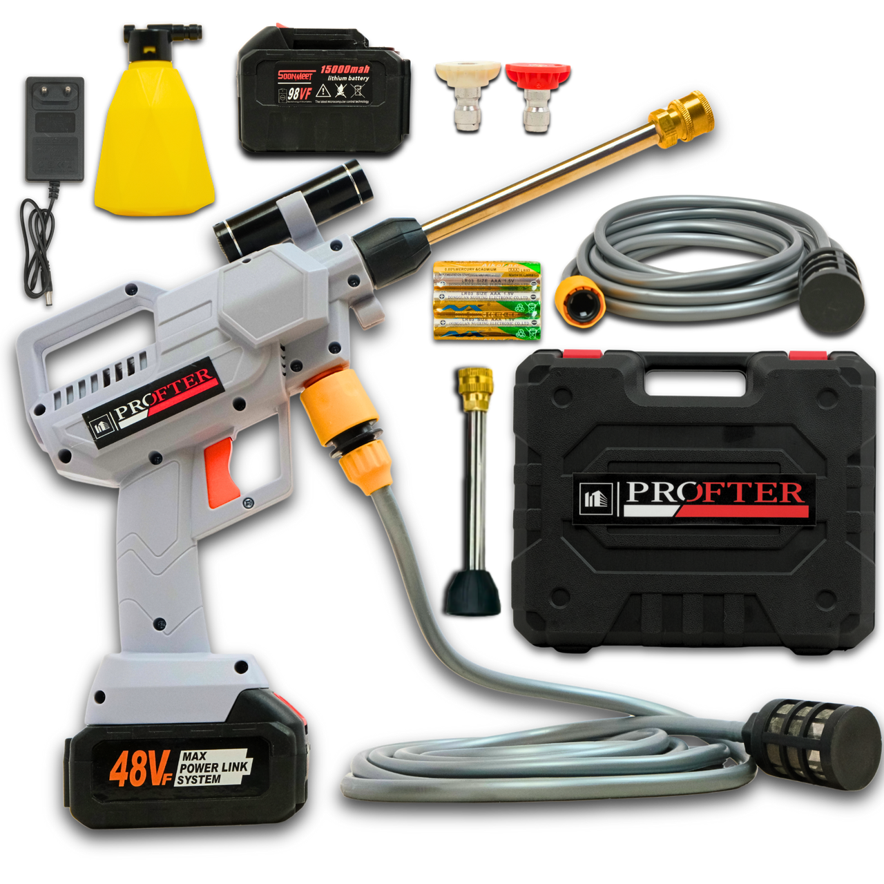 Ручна автомийка на акумуляторі Profter SW-48 White (300 Вт. 8л/год.), фото 1