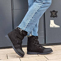 Дитячі чорні підліткові шкіряні ортопедичні черевики на липучках 38 р, фото 2