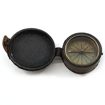 Компас у шкірі бронзовий "Dollond London" (d-6 см; h-2.5 см)