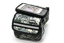 Велосумка BRAVVOS QL-202 на раму, з відділенням під смартфон, хакі (BIB-019)