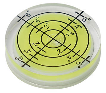 Круглий бульбашковий рівень спиртовий діаметр 32 мм висота 7 мм флуоресцентний жовто-зелений