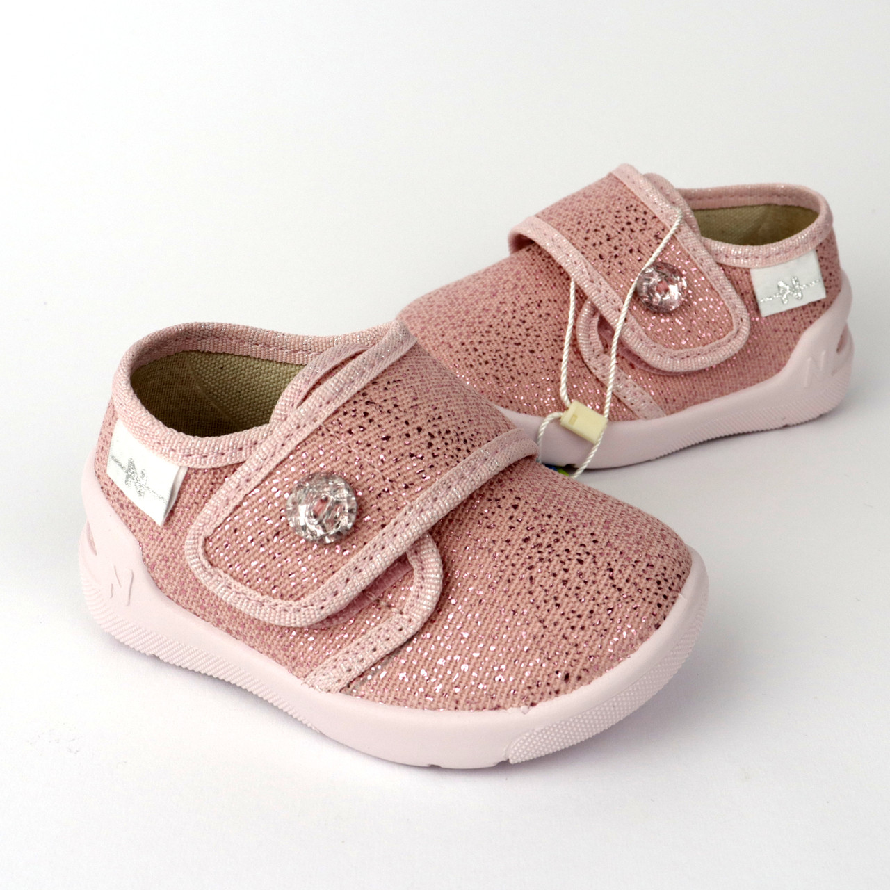 Рожеві текстильні капці для дівчинки на липучці Bella тм Waldi