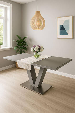 Стіл розкладний зі скляною стільницею LUND T7052A, 120 grey Evrodim, колір сірий, фото 1