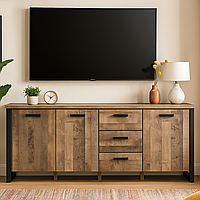 Стильний довгий великий комод під телевізор лофт на ніжках у вітальню зал Емілі Мебель Сервіс 214 см