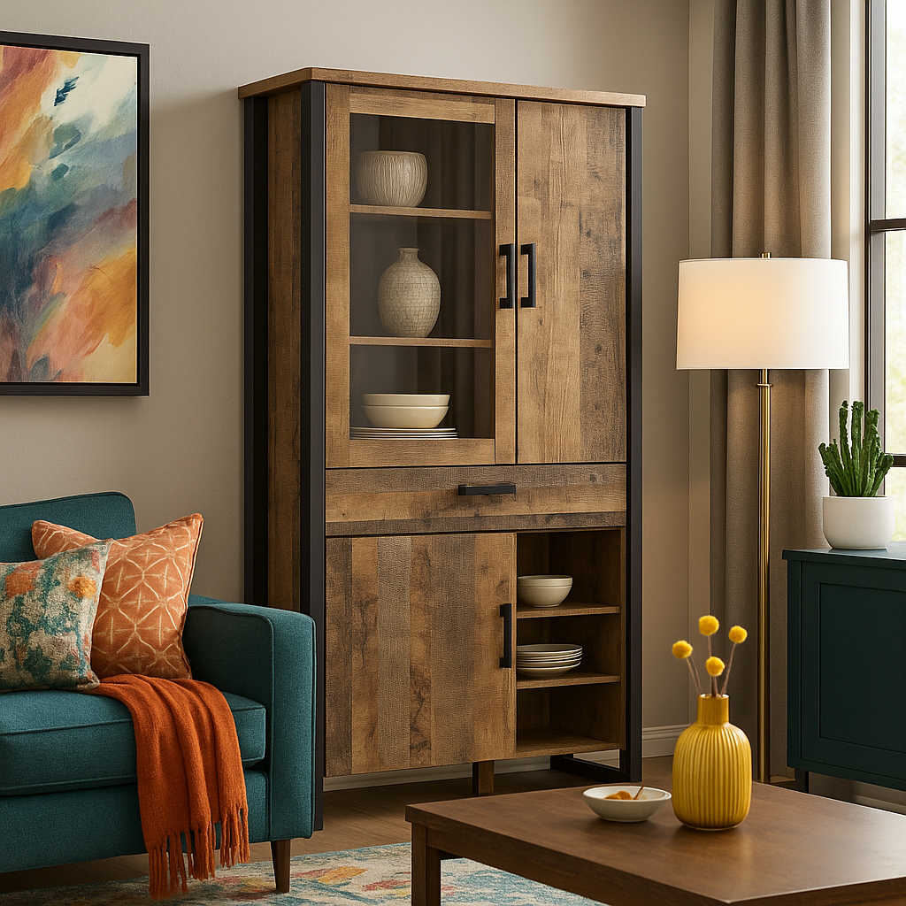 Сучасна скляна шафа вітрина лофт для посуду у вітальню, зал 106 см Емілі Мебель-Сервіс, фото 1