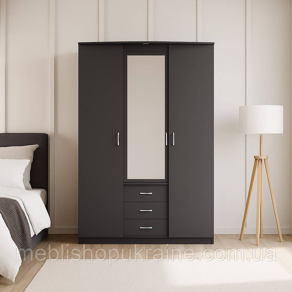 Шафа зі штангами, полицями, шухлядами та дзеркалом. Шир 150 см., фото 1