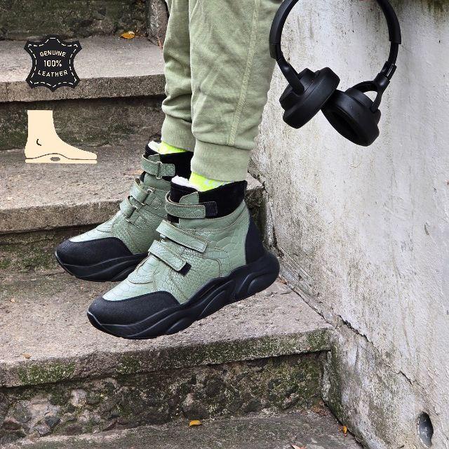 Дитячі зимові бежеві шкіряні ортопедичні черевики з супінатором 23 розмір, фото 1