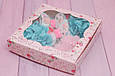 Набір шпильок для дівчинки в подарунковій коробці з бантиками та квітами рожево-бірюзовий 867, фото 2