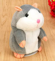 Говорячий хом’як-іграшка з функцією повторення слів, працює від батарейок, сірий