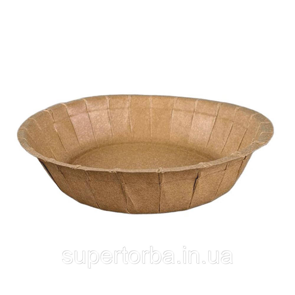 Паперова тарілка крафт 600 мл глибока Ø 200 мм, одноразовий посуд, одноразові тарілки 25 штук, фото 1