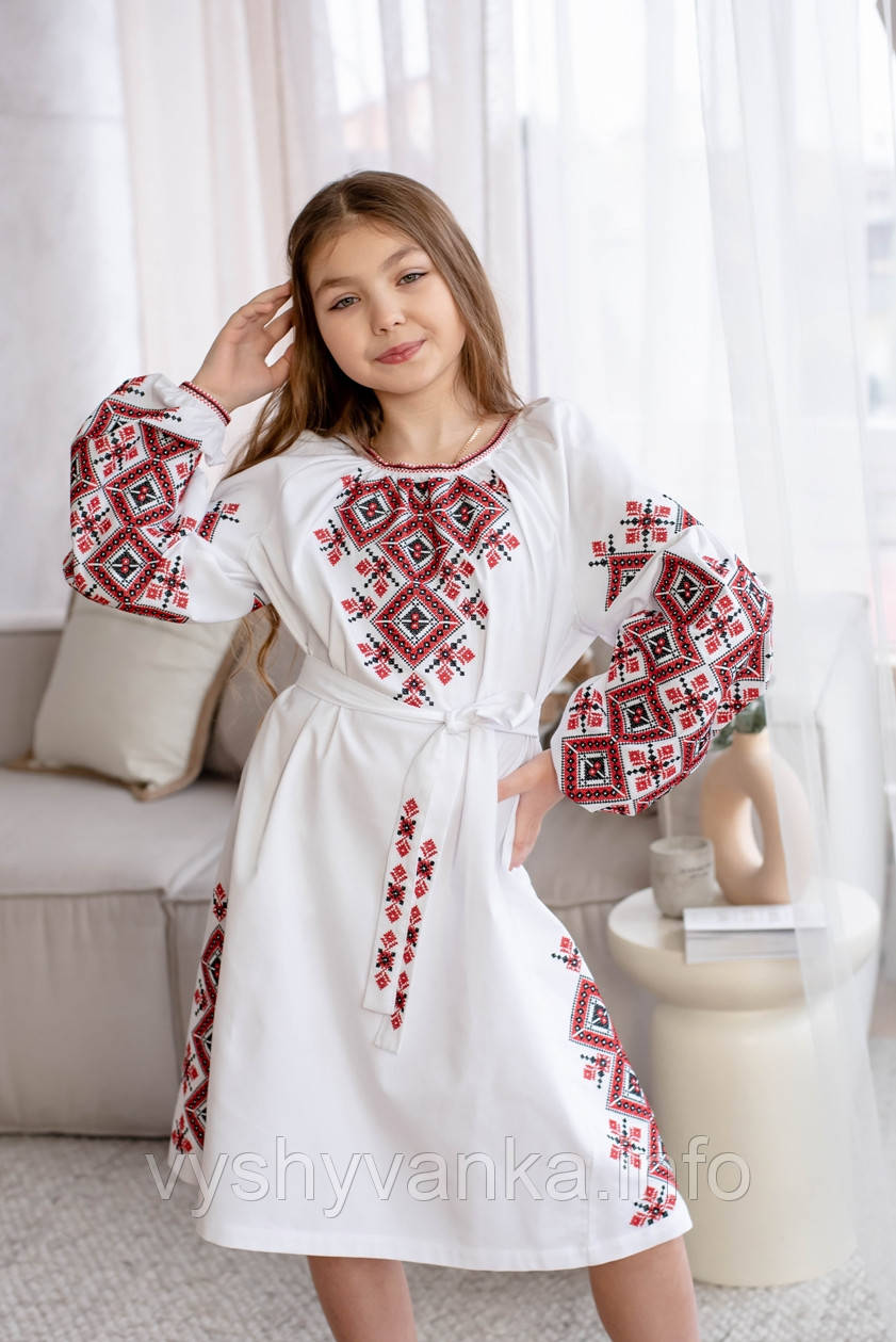 Біла вишита сукня для дівчинки Мозаїка, арт. 4361, фото 1