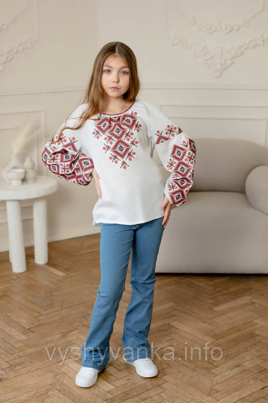 Біла дитяча вишиванка Мозаїка,арт. 4362, фото 1