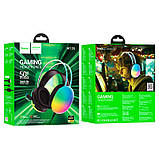 Навушники повнорозмірні Hoco W109 Rich ігрова гарнітура з підсвіткою чорна, фото 9